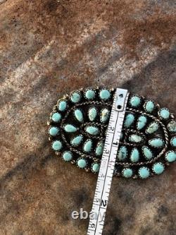 Vintage Navajo Cluster Pin Sterling Silver Turquoise Native American
