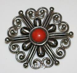 Vintage Navajo FRANK PATANIA Sr. Coral Openwork Mediterranean Coral Brooch Pin