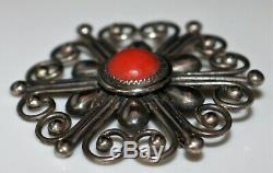 Vintage Navajo FRANK PATANIA Sr. Coral Openwork Mediterranean Coral Brooch Pin