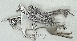 Vintage Navajo Frank Salcido Sterling Silver Horse Rider Brooch Pin S. F. P. 8.6g