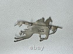 Vintage Navajo Frank Salcido Sterling Silver Horse Rider Brooch Pin S. F. P. 8.6g