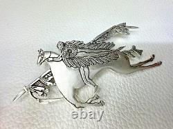 Vintage Navajo Frank Salcido Sterling Silver Horse Rider Brooch Pin S. F. P. 8.6g