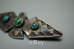 Vintage Navajo Fred Harvey Era Thunderbird Sterling Silver Turquoise Pin Brooch