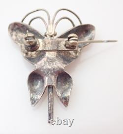 Vintage Navajo Fred Harvey Era Turquoise Butterfly Sterling Brooch