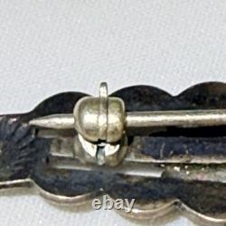 Vintage Navajo Fred Harvey Style Turquoise Silver Pin Brooch Sunburst Rare