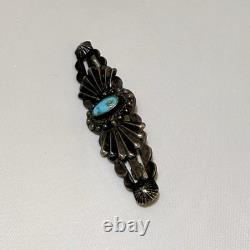 Vintage Navajo Fred Harvey Style Turquoise Silver Pin Brooch Sunburst Rare