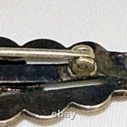 Vintage Navajo Fred Harvey Style Turquoise Silver Pin Brooch Sunburst Rare