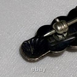 Vintage Navajo Fred Harvey Style Turquoise Silver Pin Brooch Sunburst Rare