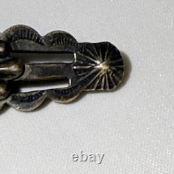 Vintage Navajo Fred Harvey Style Turquoise Silver Pin Brooch Sunburst Rare