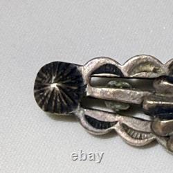 Vintage Navajo Fred Harvey Style Turquoise Silver Pin Brooch Sunburst Rare