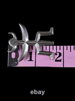 Vintage Navajo Guild Style Tufa Cast Horned Yei Deity Sterling Silver Brooch Pin