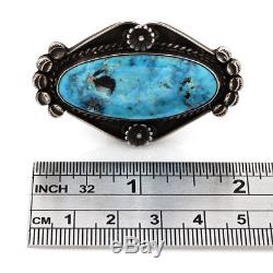 Vintage Navajo Handmade Sterling Gem Turquoise Pin Brooch Signed TK AJB