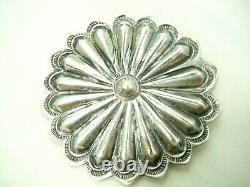 Vintage Navajo Heavy Sterling Large Hand Stamped Pin Brooch