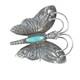 Vintage Navajo Heavy Stamped Silver Butterfly Pin With Turquoise