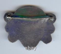 Vintage Navajo Indian Silver Blue Gem Turquoise Pin Brooch