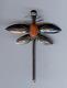 Vintage Navajo Indian Silver Coral Dragonfly Pin Brooch