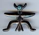 Vintage Navajo Indian Silver Spiderweb Turquoise Sandcast Knifewing Pin Brooch