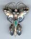 Vintage Navajo Indian Silver Turquoise Butterfly Pin Brooch