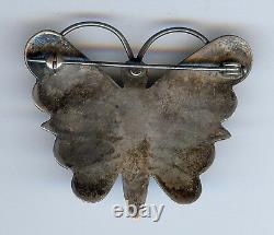Vintage Navajo Indian Silver Turquoise Butterfly Pin Brooch