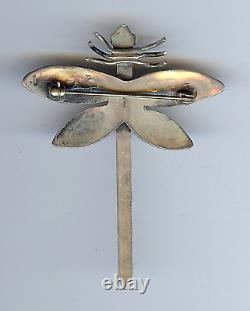 Vintage Navajo Indian Silver Turquoise Dragonfly Pin Brooch
