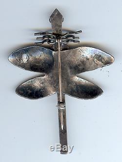 Vintage Navajo Indian Silver Turquoise Dragonfly Pin Brooch
