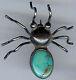 Vintage Navajo Indian Silver & Turquoise Spider Bug Pin Brooch