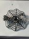 Vintage Navajo Indian Silver & Turquoise Spider & Fly On Web Pin Brooch