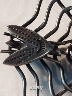 Vintage Navajo Indian Silver & Turquoise Spider & Fly On Web Pin Brooch