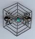 Vintage Navajo Indian Silver & Turquoise Spiders On Web Pin Brooch