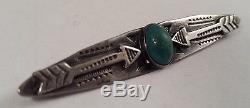 Vintage Navajo Indian Sterling Silver Applied Arrows Stampworks Turquoise Pin