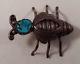 Vintage Navajo Indian Sterling Silver Bee Turquoise Pin Brooch