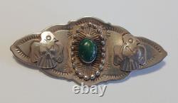 Vintage Navajo Indian Sterling Silver Cerrillos Turquoise Thunderbird Pin Brooch