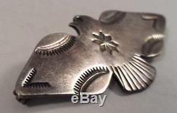 Vintage Navajo Indian Sterling Silver Thunderbird Stampwork Pin Brooch