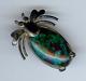 Vintage Navajo Indian Sterling Silver & Turquoise Bug Pin Brooch