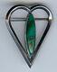 Vintage Navajo Indian Sterling Silver Turquoise Heart Pin Brooch