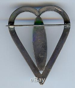 Vintage Navajo Indian Sterling Silver Turquoise Heart Pin Brooch