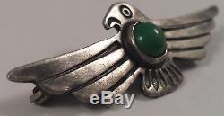 Vintage Navajo Indian Sterling Silver Turquoise Thunderbird Pin