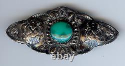 Vintage Navajo Indian Sterling Silver & Turquoise Thunderbird Pin Brooch