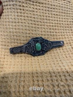 Vintage Navajo Indian Sterling Silver Turquoise Thunderbird Pin Brooch