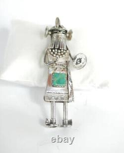 Vintage Navajo Kachina Dancer Sterling Pin and Pendant