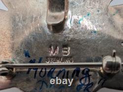 Vintage Navajo Kachina Mask Sterling Silver Brooch Pendant Morning Dancer 11.5g