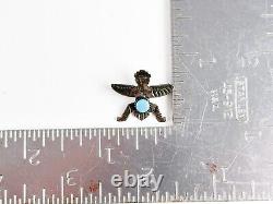 Vintage Navajo Kachina Turquoise Sterling Silver Brooch Pin 925 Native American