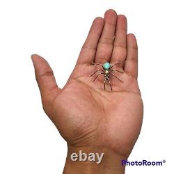 Vintage Navajo Native American Old Pawn Sterling Silver Turquoise Spider Pin