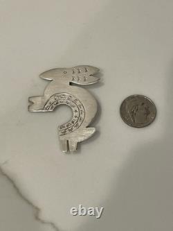 Vintage Navajo Native American Sterling Silver 925 Rabbit Pin Brooch 12.9g