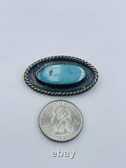 Vintage Navajo Native American Sterling Silver Blue Turquoise Pin