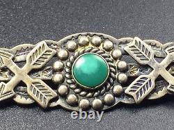 Vintage Navajo Native American Sterling Silver Hand Made Turquoise Arrow Pin
