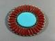 Vintage Navajo Native American Turquoise & Coral Silver Pin Brooch