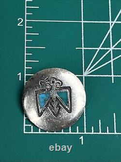 Vintage Navajo Native American Turquoise Thunderbird Sterling Silver Brooch Pin