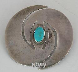 Vintage Navajo, Native American sterling silver & Turquoise unique pin, brooch