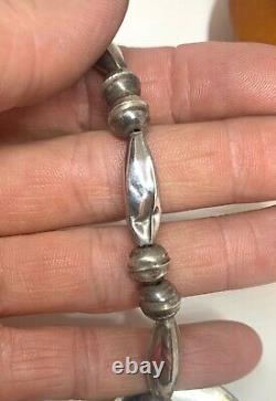 Vintage Navajo Pearl Sterling Silver Turquoise Pendant Pin Beaded Necklace